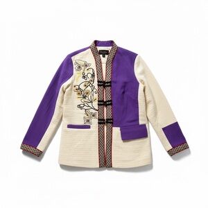 WEARABLE ART Women’s Large Colorful Cotton Textile Embellished Jacket